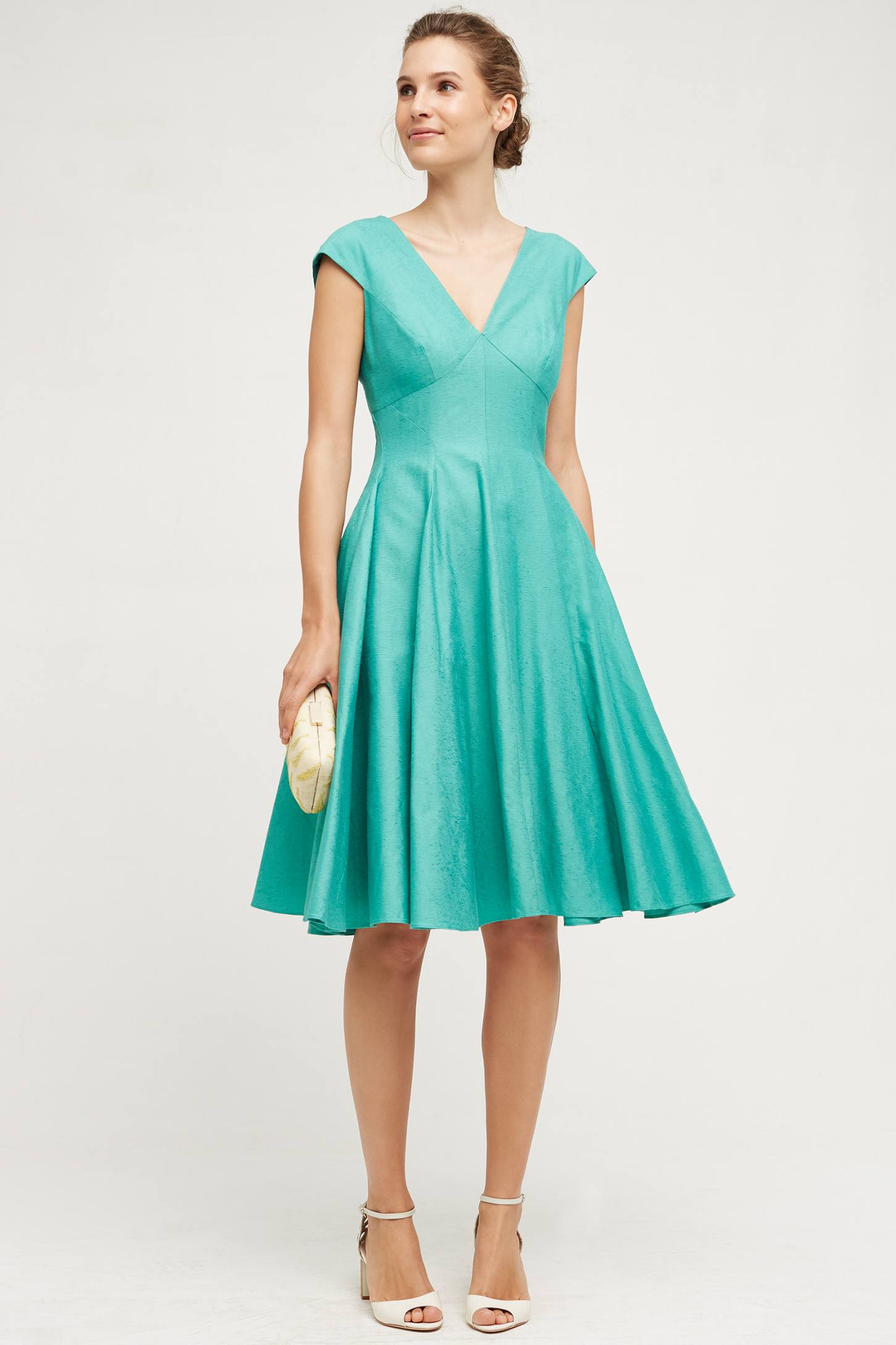 blue green and white dress