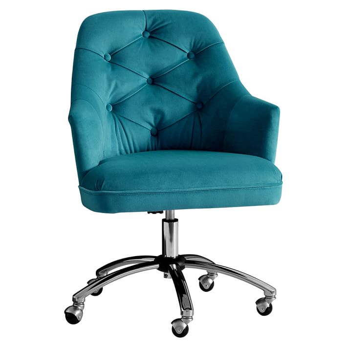 Peacock Velvet Tufted Desk Chair | Everything Turquoise